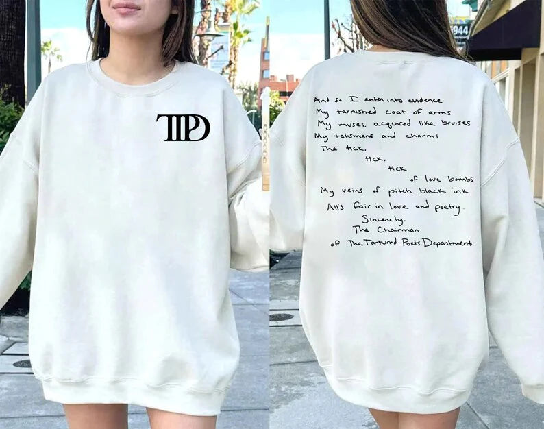 *Swiftie Collection Preorder* TTPD Handwritten Lyrics Sweatshirt