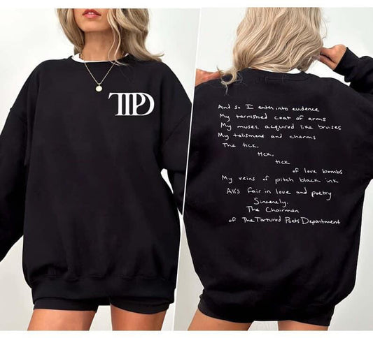 *Swiftie Collection Preorder* TTPD Handwritten Lyrics Sweatshirt