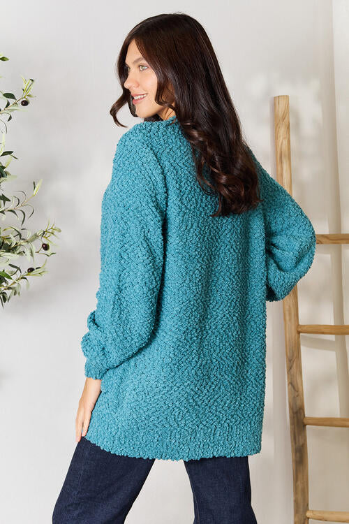 Zenana Falling For You Full Size Open Front Cardigan with Pockets