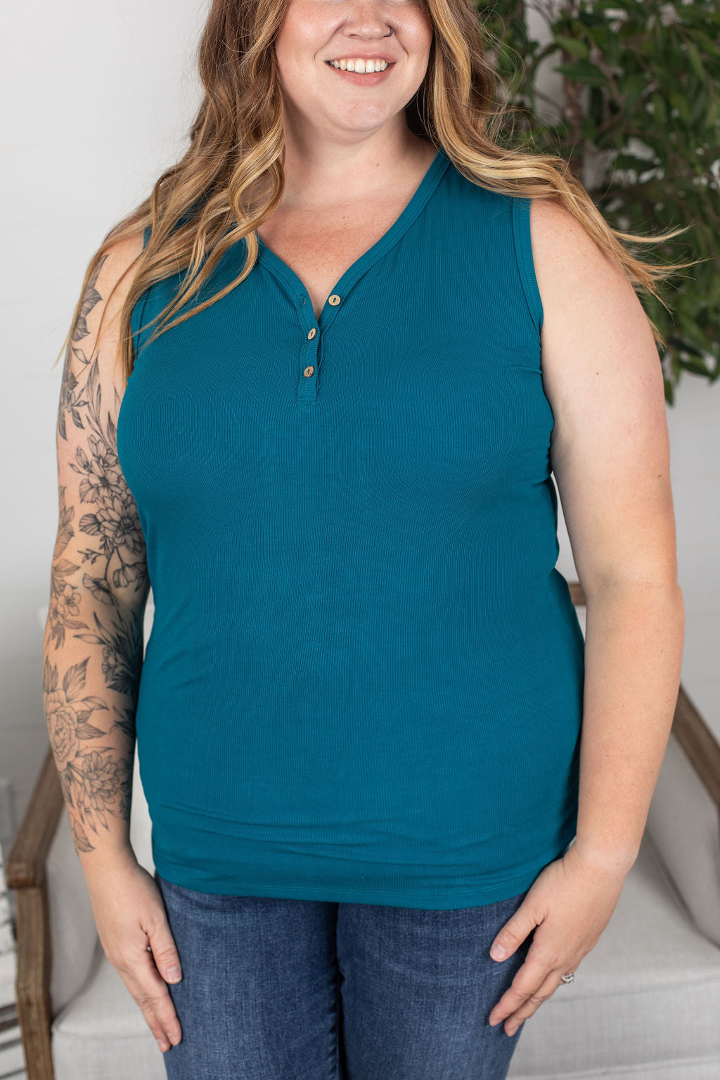 IN STOCK Addison Henley Tank - Teal