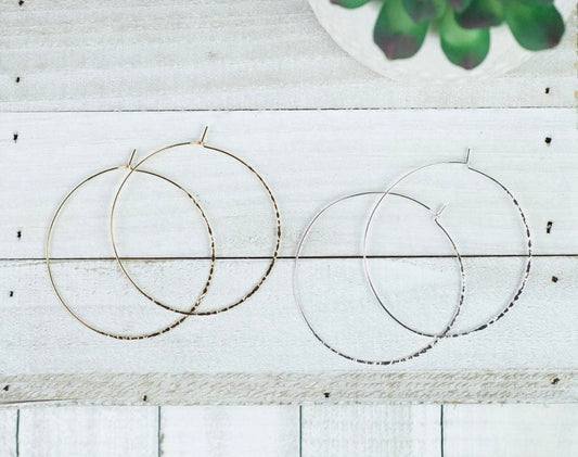 Harley Hammered Wire Hoops